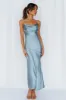 A Little Whisper Satin Midi Dress Blue sold by Hello Molly