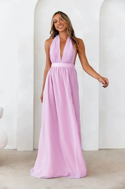 DEAR EMILIA She Is Glam Maxi Dress Lilac sold by Hello Molly