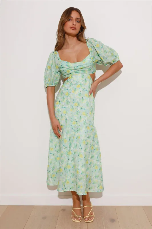 Brunch Day Midi Dress Green sold by Hello Molly