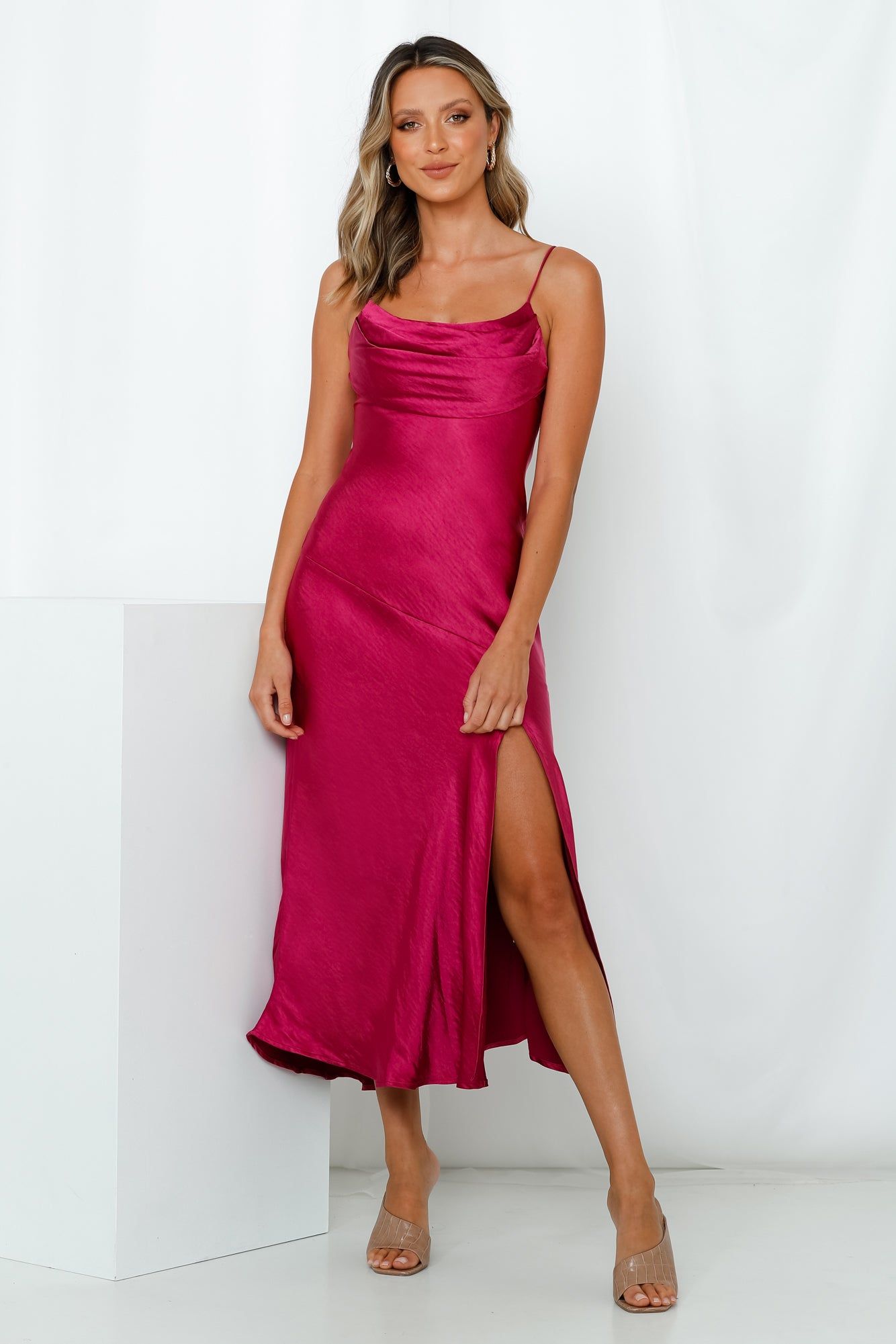 Wanted On The Dance Floor Midi Dress Fuchsia sold by Hello Molly