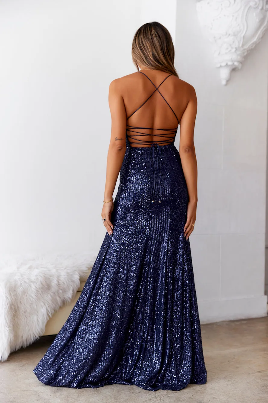 DEAR EMILIA Shimmer Lake Maxi Dress Navy Sequins sold by Hello Molly product image thumbnail 5