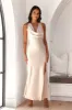 Golden Stars Satin Maxi Dress Champagne sold by Hello Molly