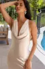 Golden Stars Satin Maxi Dress Champagne sold by Hello Molly