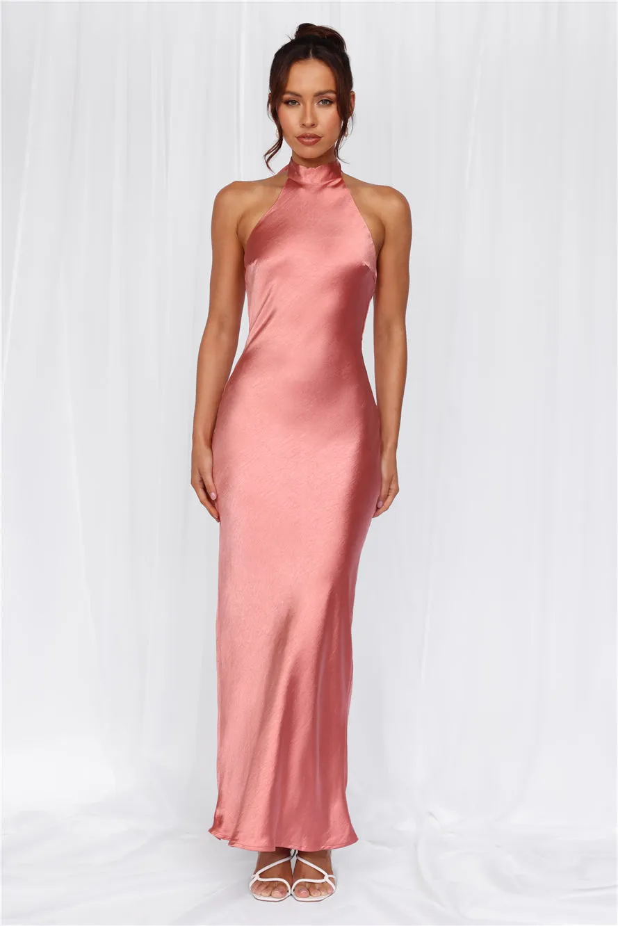 HELLO MOLLY The Cleo Halter Satin Maxi Dress Rose sold by Hello Molly product image thumbnail 5