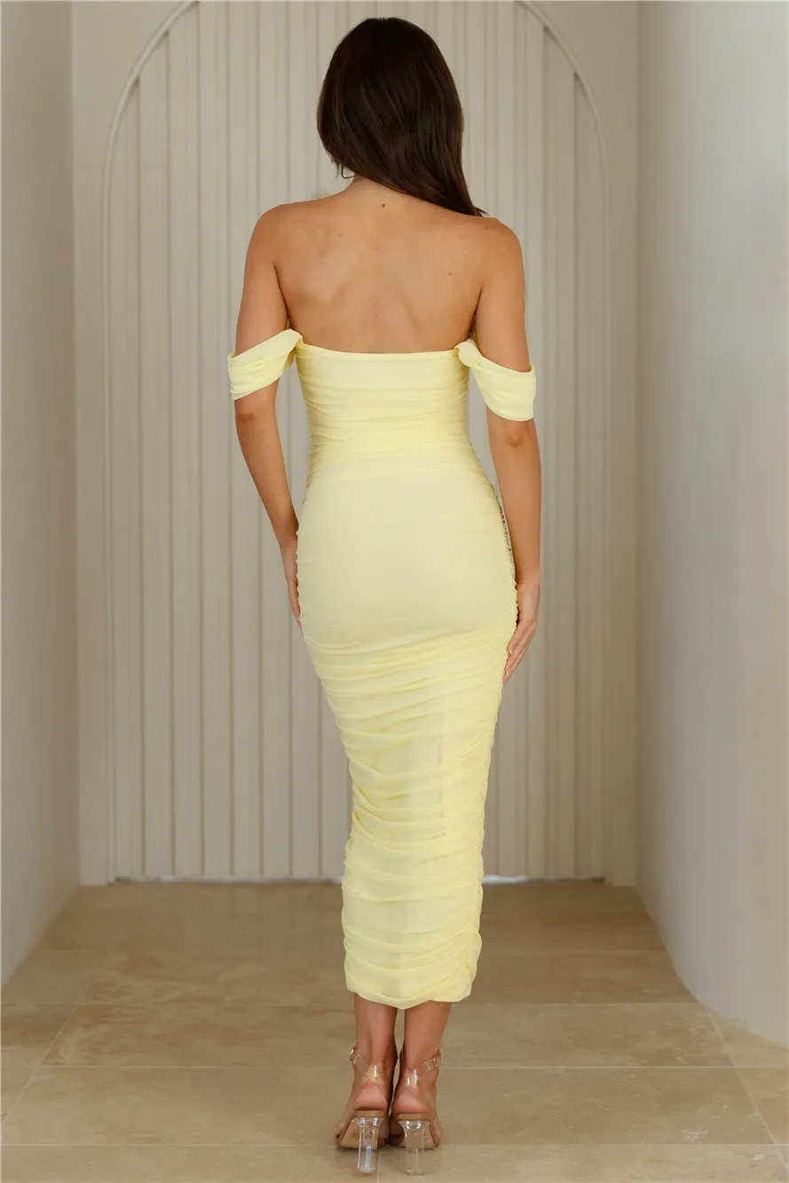 Fitted To Perfection Mesh Midi Dress Yellow sold by Hello Molly product image thumbnail 5