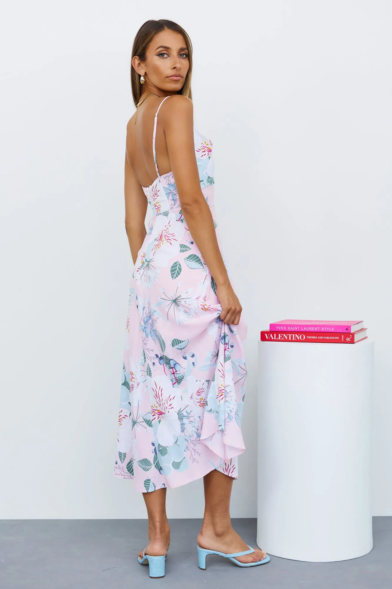 Blooming Tulips Midi Dress Light Pink sold by Hello Molly product image thumbnail 5
