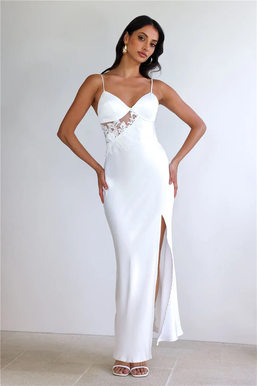 Goddess Of Dawn Satin Maxi Dress White sold by Hello Molly product image thumbnail 3