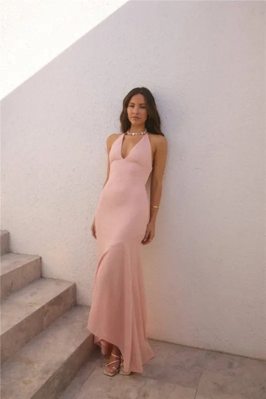Island Skies Halter Maxi Dress Pink sold by Hello Molly