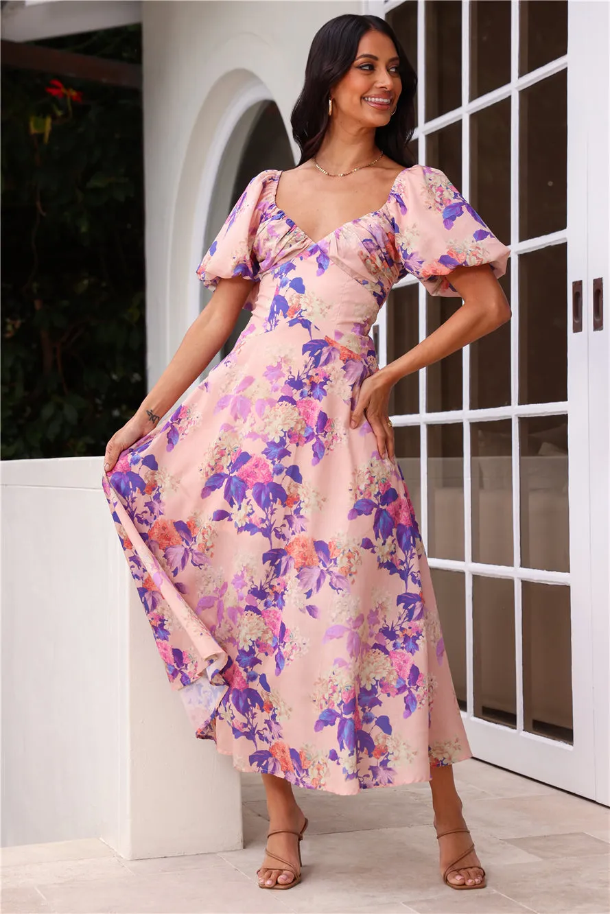 Daytime Glisten Short Sleeve Midi Dress Pink sold by Hello Molly