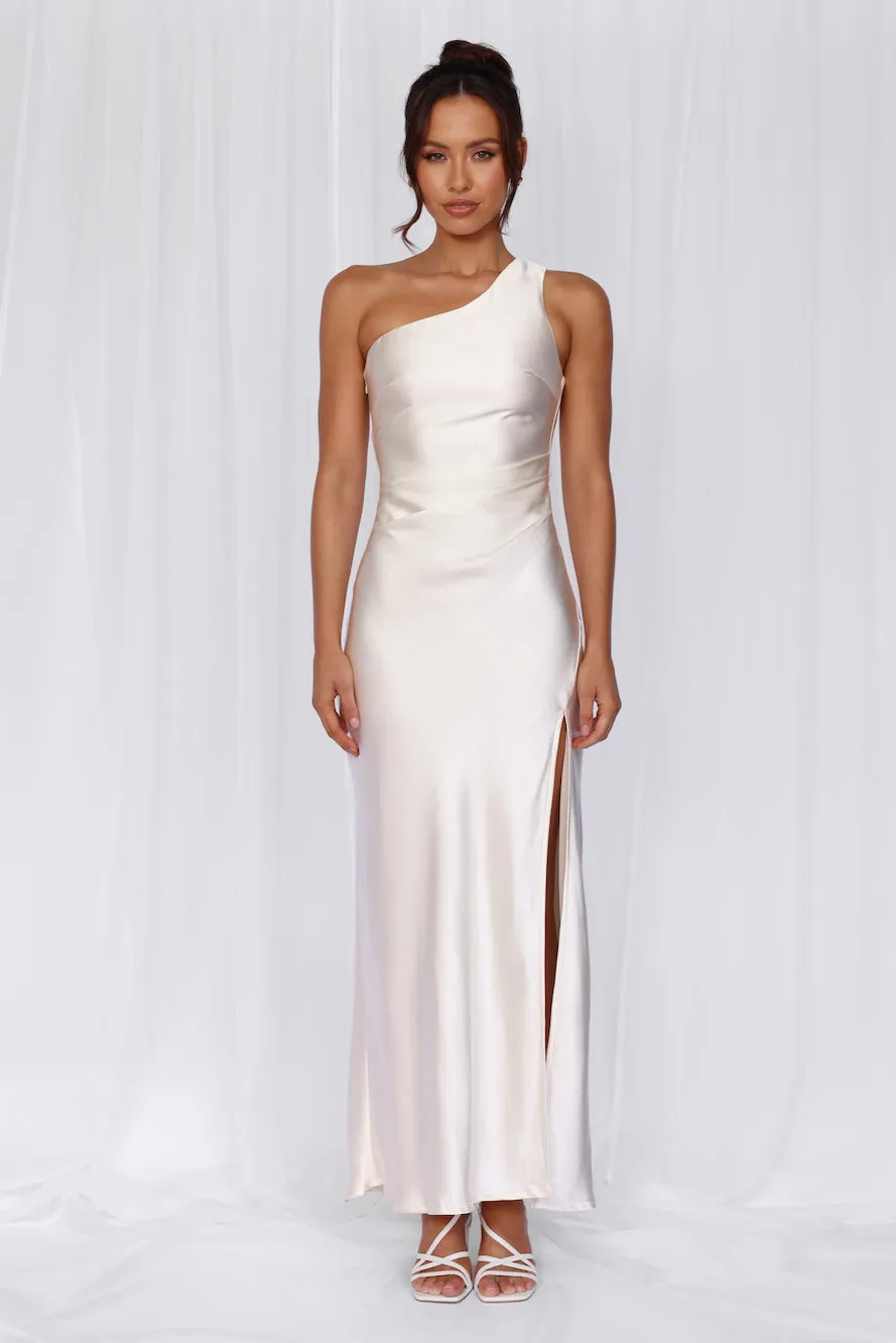 HELLO MOLLY The Aurora One Shoulder Satin Maxi Dress Pearl sold by Hello Molly product image thumbnail 3