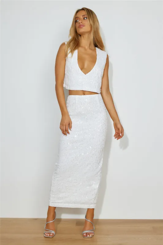 SEVEN WONDERS Esther Midi Skirt White sold by Hello Molly