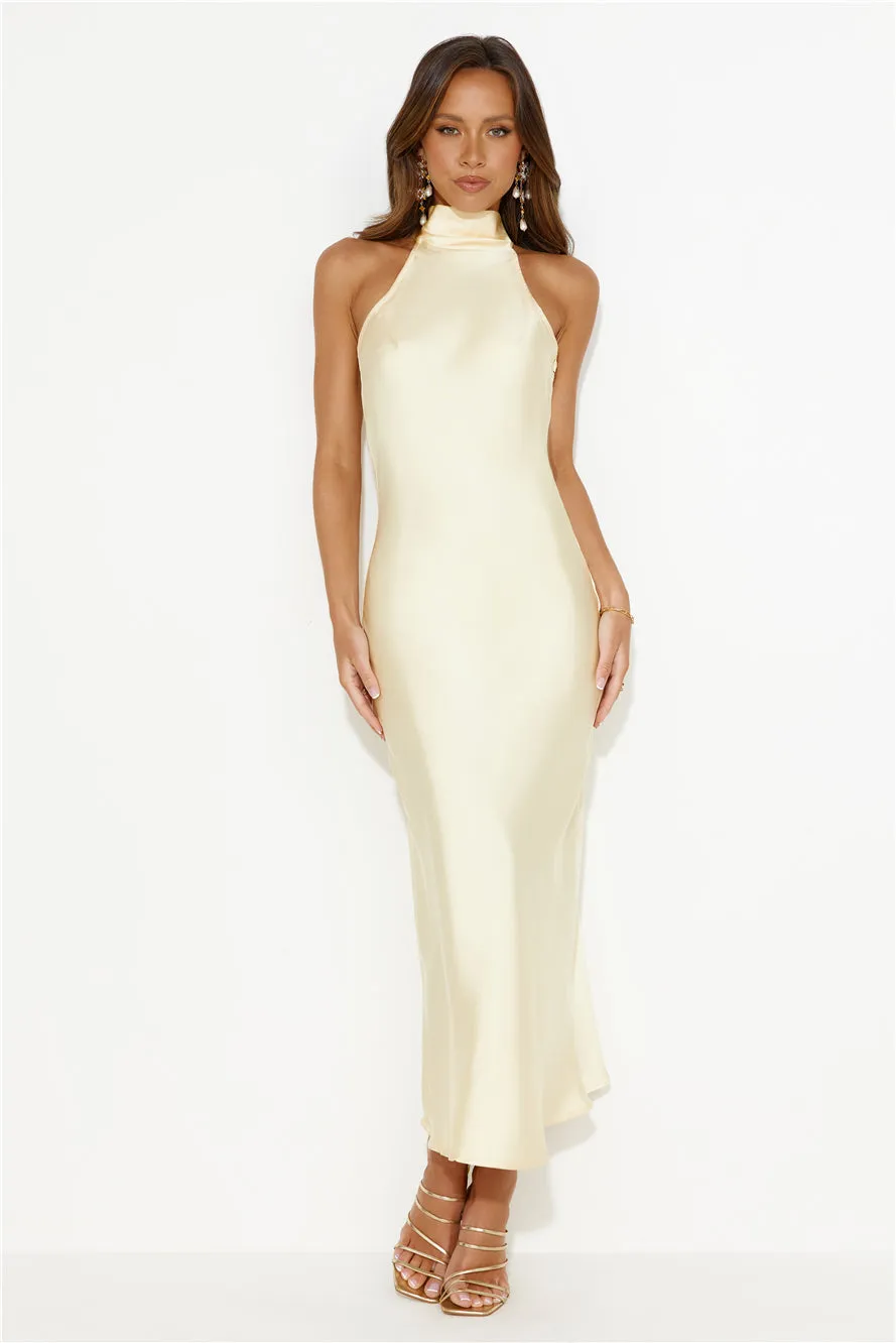 Crystal Glass Satin Maxi Dress Yellow sold by Hello Molly product image thumbnail 3