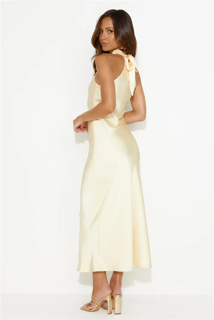Crystal Glass Satin Maxi Dress Yellow sold by Hello Molly product image thumbnail 4