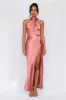 HELLO MOLLY The Adeline Halter Satin Maxi Dress Rose sold by Hello Molly