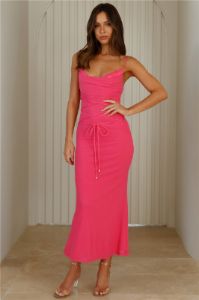 'Fit To Impress Mesh Midi Dress Pink sold by Hello Molly