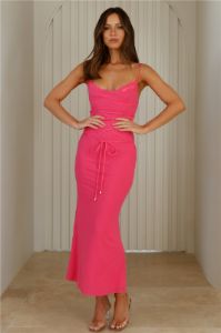 'Fit To Impress Mesh Midi Dress Pink sold by Hello Molly