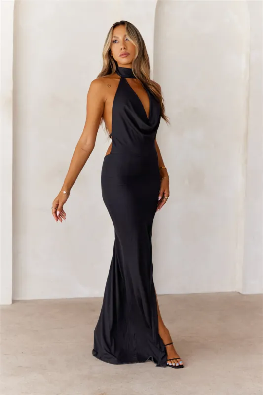 Refined Luxury Halter Maxi Dress Black sold by Hello Molly