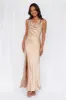 HELLO MOLLY The Loretta Cowl Satin Maxi Dress Champagne sold by Hello Molly
