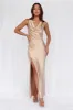 HELLO MOLLY The Loretta Cowl Satin Maxi Dress Champagne sold by Hello Molly