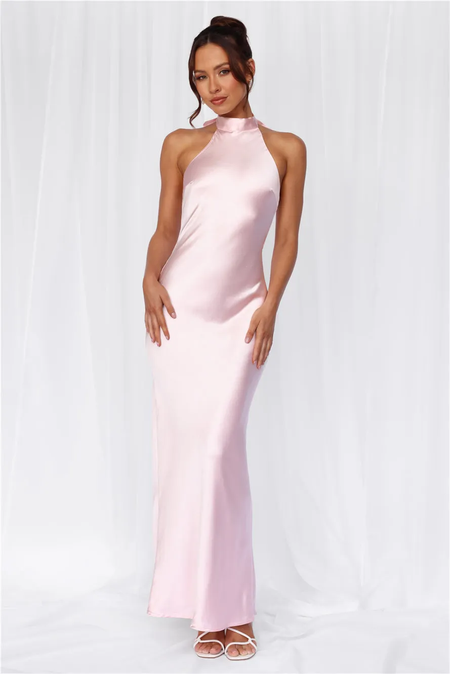 HELLO MOLLY The Cleo Halter Satin Maxi Dress Pink sold by Hello Molly product image thumbnail 5
