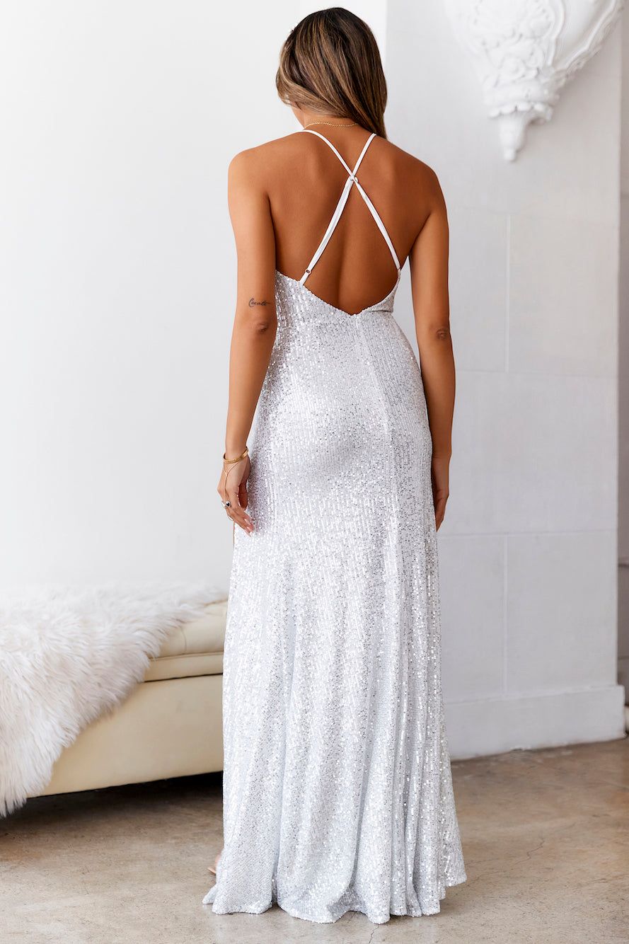 DEAR EMILIA Many Different Names Sequin Maxi Dress Silver sold by Hello Molly product image thumbnail 4