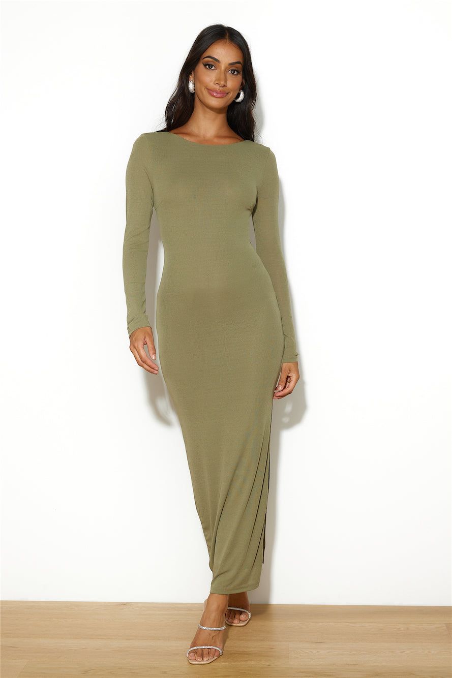 Sleekest Of Them All Maxi Dress Olive sold by Hello Molly