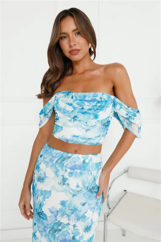 Let's Coordinate Mesh Crop Top Blue sold by Hello Molly