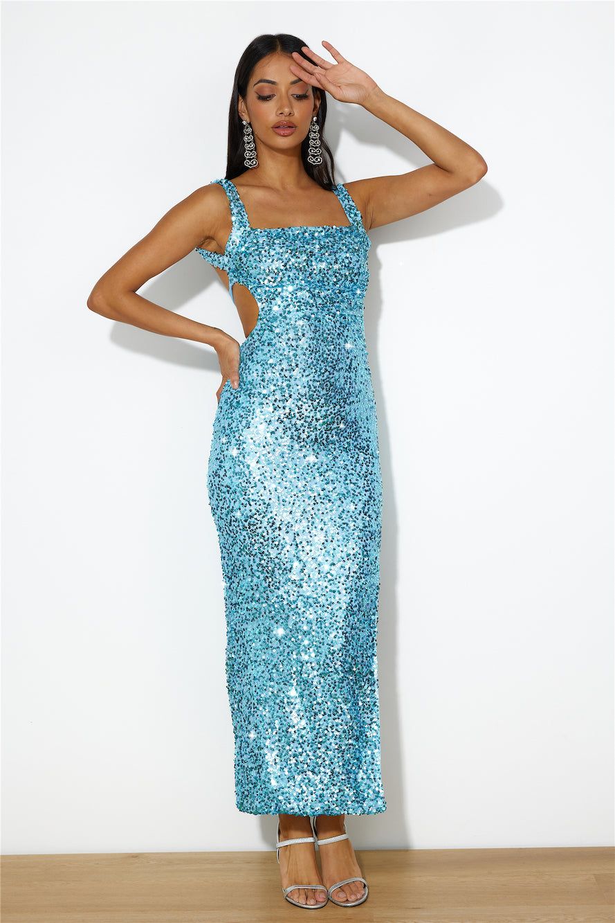 Bright Glimmer Sequin Midi Dress Blue sold by Hello Molly product image thumbnail 2