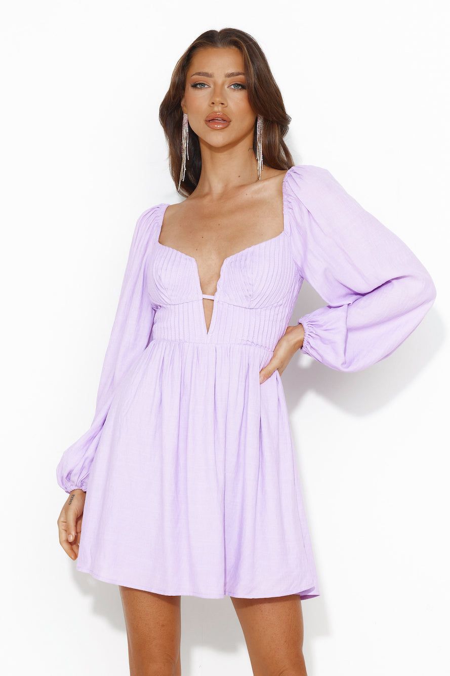 Dress To Express Long Sleeve Mini Dress Lilac sold by Hello Molly