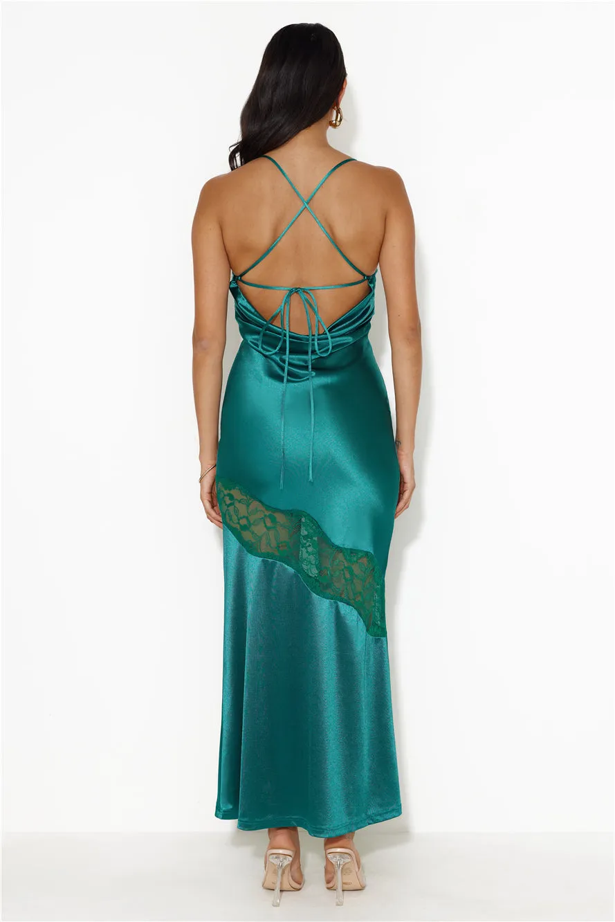 Formal Retreat Satin Maxi Dress Forest Green sold by Hello Molly product image thumbnail 5