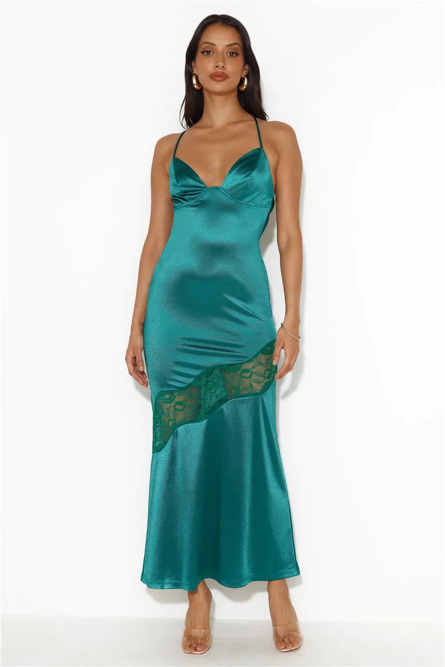 Formal Retreat Satin Maxi Dress Forest Green sold by Hello Molly product image thumbnail 3