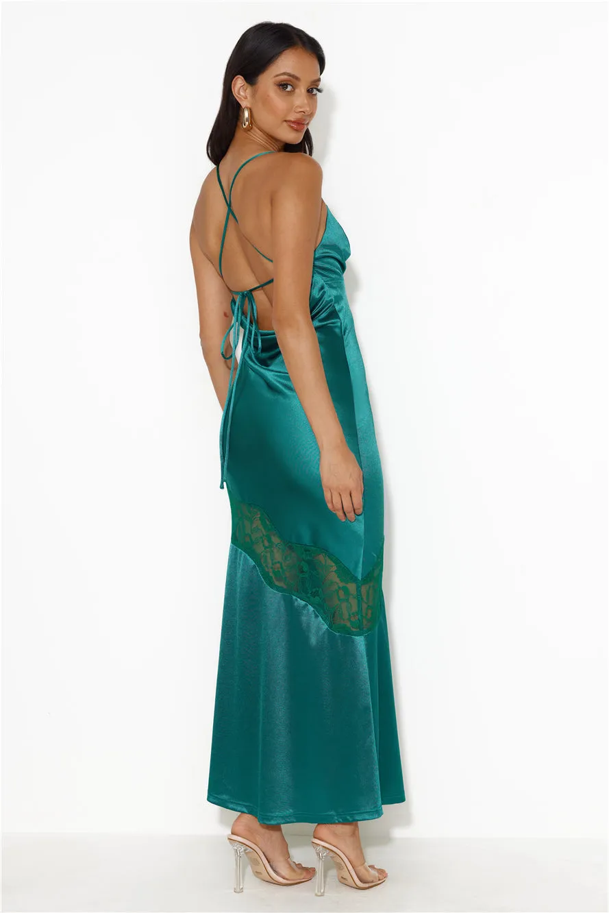 Formal Retreat Satin Maxi Dress Forest Green sold by Hello Molly product image thumbnail 4