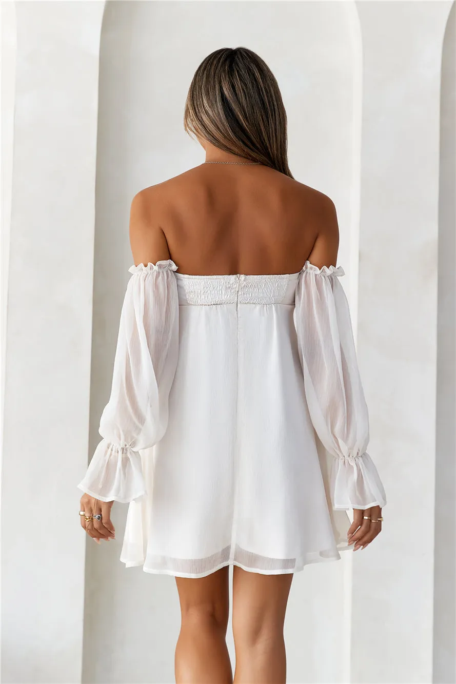 HELLO MOLLY Delicate Soul Off Shoulder Mini Dress Beige sold by Hello Molly product image thumbnail 5