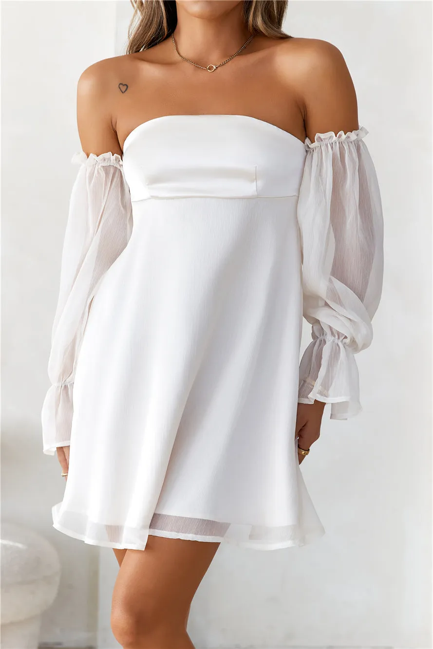 HELLO MOLLY Delicate Soul Off Shoulder Mini Dress Beige sold by Hello Molly product image thumbnail 2