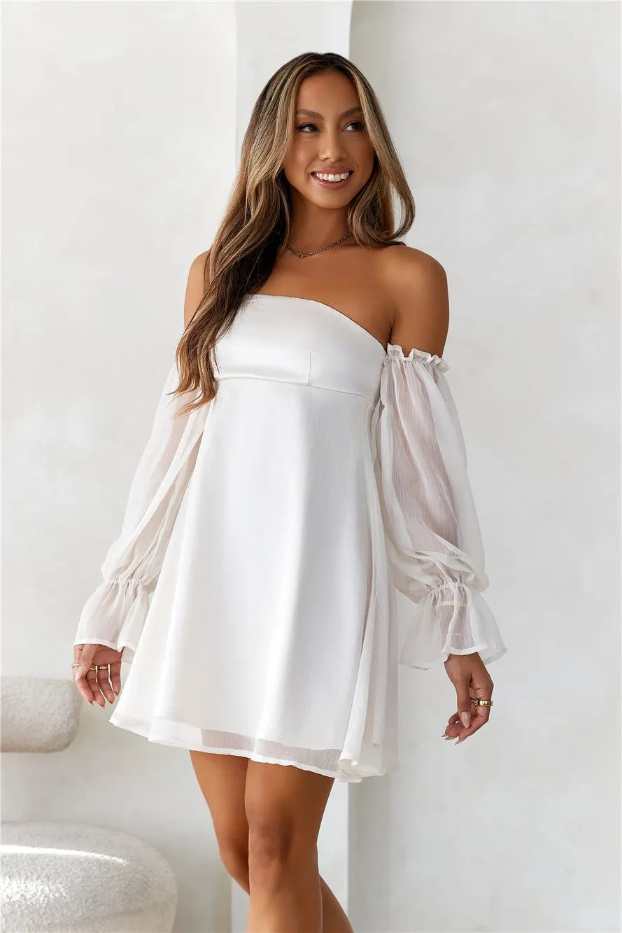 HELLO MOLLY Delicate Soul Off Shoulder Mini Dress Beige sold by Hello Molly product image thumbnail 4