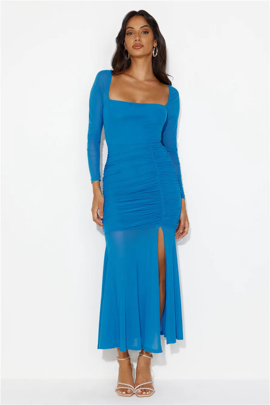 Grand Gesture Long Sleeve Mesh Maxi Dress Blue sold by Hello Molly product image thumbnail 2