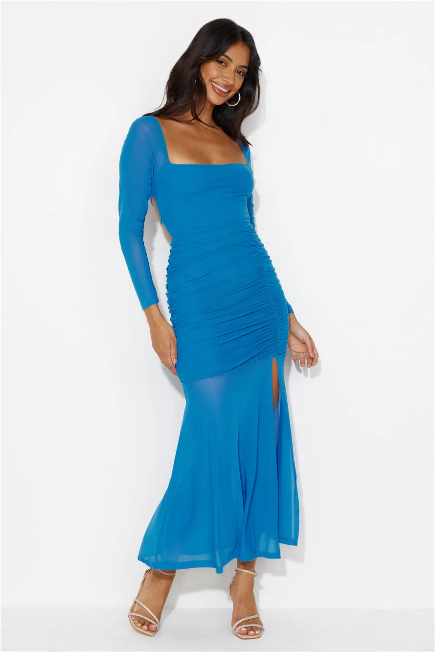 Grand Gesture Long Sleeve Mesh Maxi Dress Blue sold by Hello Molly product image thumbnail 3