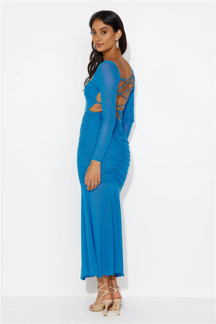 Grand Gesture Long Sleeve Mesh Maxi Dress Blue sold by Hello Molly product image thumbnail 4