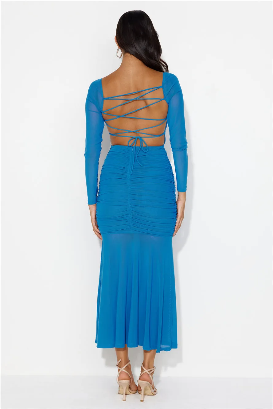 Grand Gesture Long Sleeve Mesh Maxi Dress Blue sold by Hello Molly product image thumbnail 5