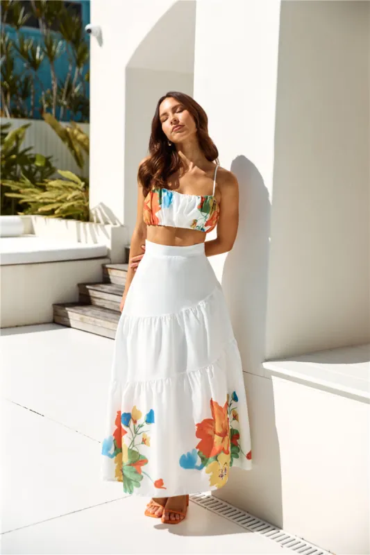 Dandelion Maxi Skirt White sold by Hello Molly
