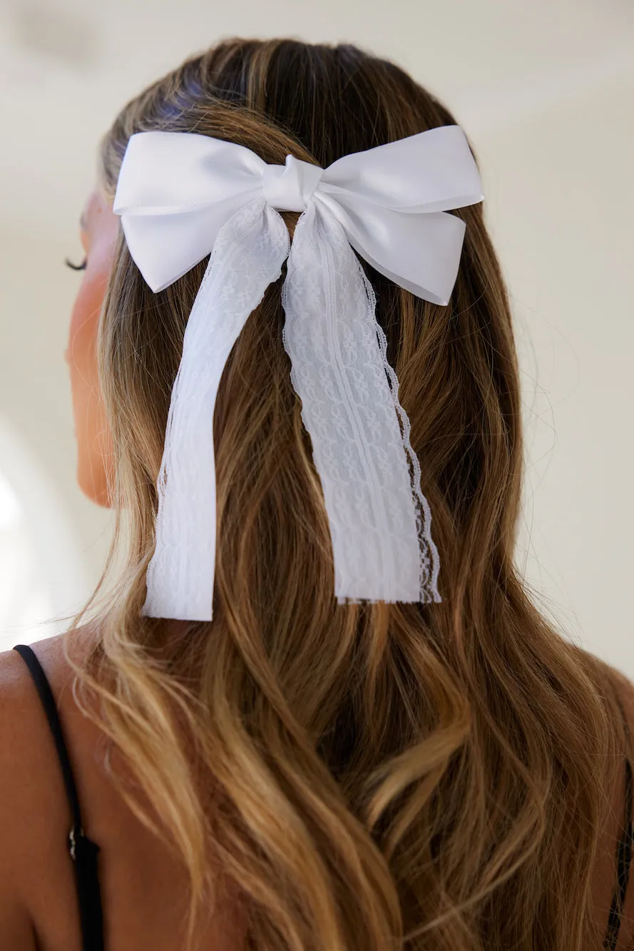 Dainty Bow Hair Clip White sold by Hello Molly product image thumbnail 2