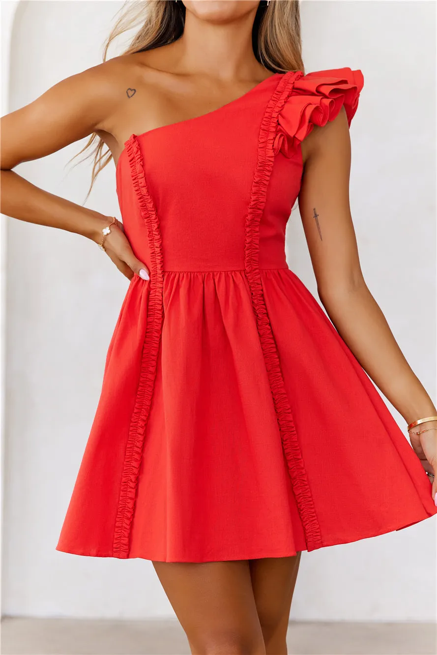 Dress For Success One Shoulder Mini Dress Red sold by Hello Molly product image thumbnail 2