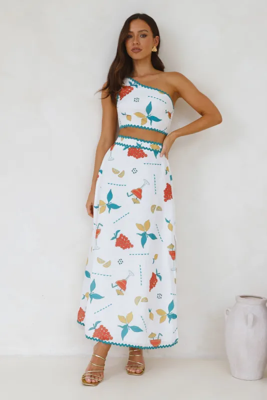 Citrus Squeeze Maxi Skirt White sold by Hello Molly