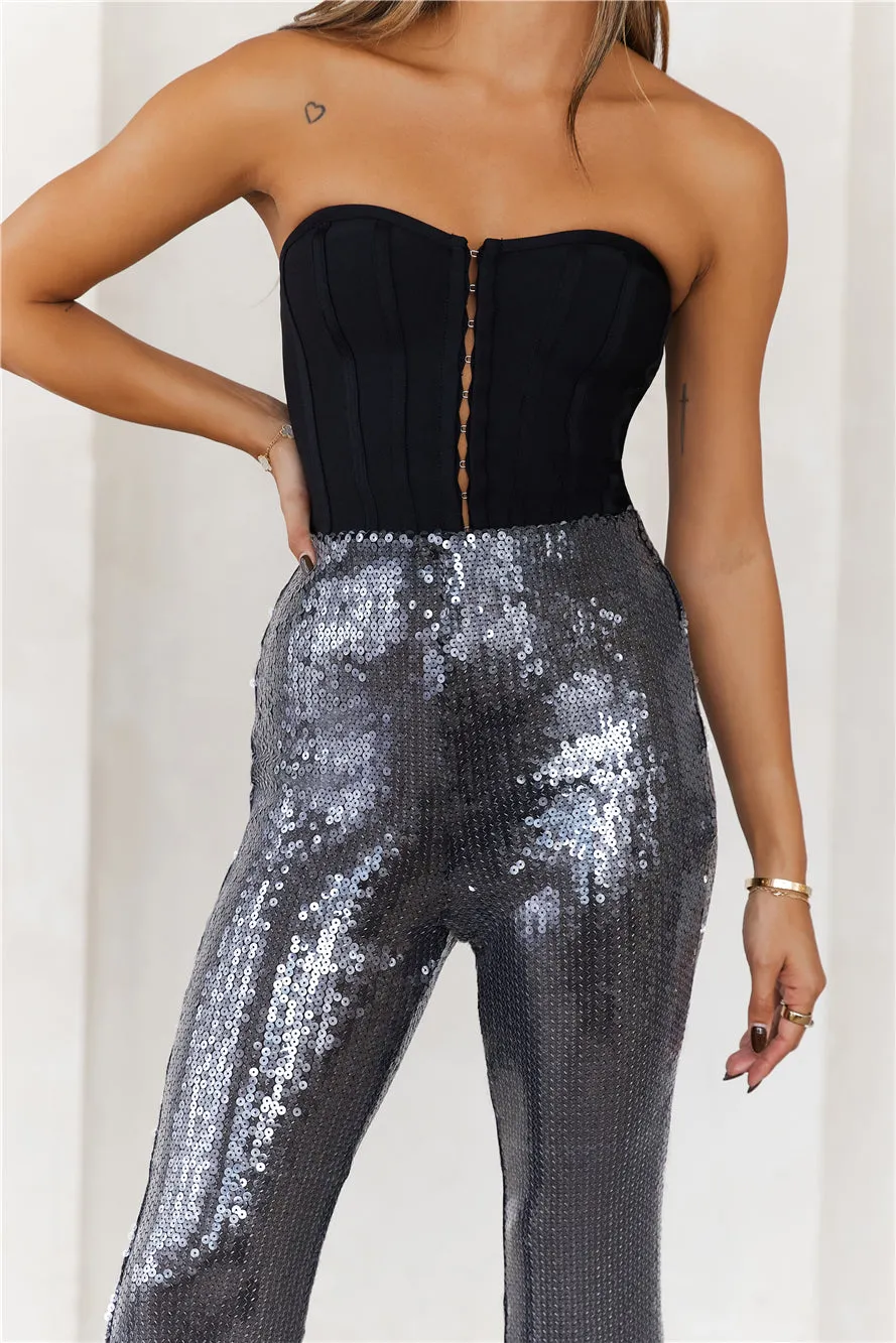Grooving Sequin Wide Leg Pants Black sold by Hello Molly product image thumbnail 3