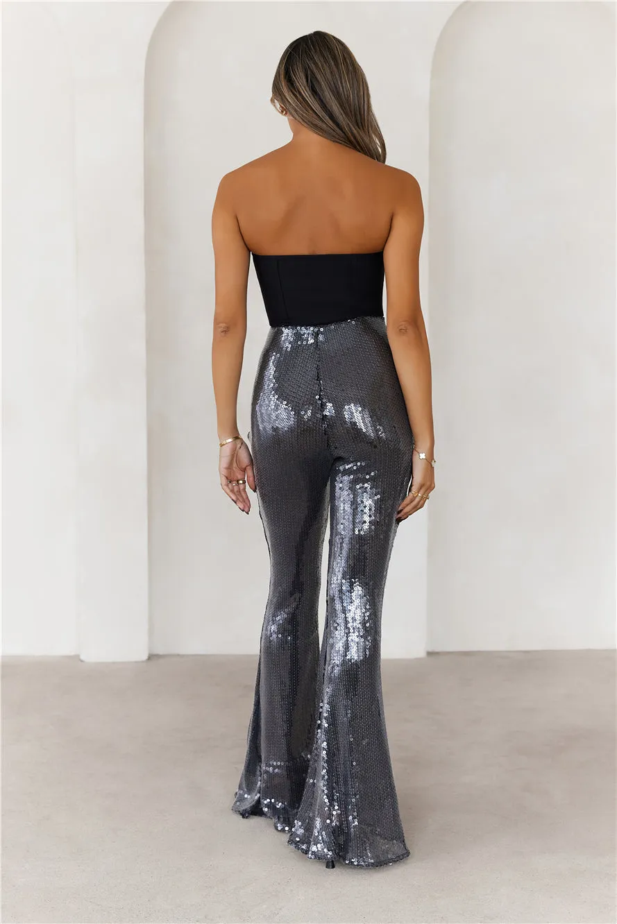 Grooving Sequin Wide Leg Pants Black sold by Hello Molly product image thumbnail 5