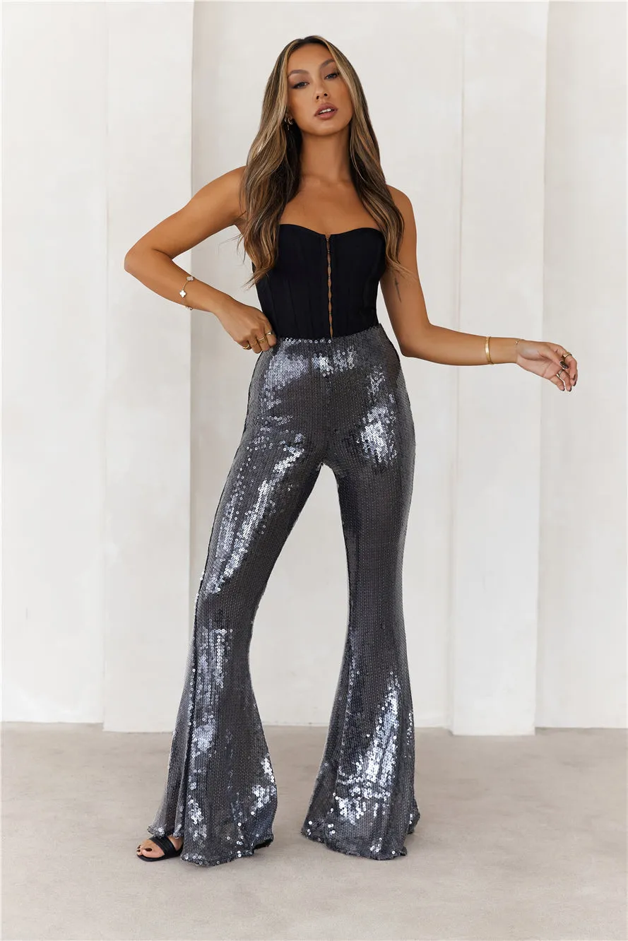 Grooving Sequin Wide Leg Pants Black sold by Hello Molly product image thumbnail 2