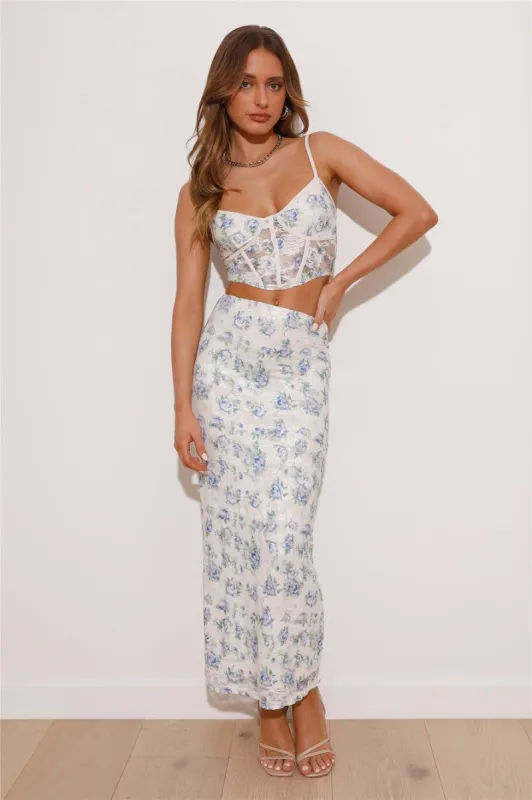 Dainty Touch Lace Maxi Skirt Blue sold by Hello Molly