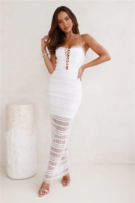 Perfectly You Mesh Maxi Dress White sold by Hello Molly