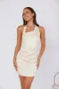 Flaunting Satin Halter Mini Dress Yellow sold by Hello Molly
