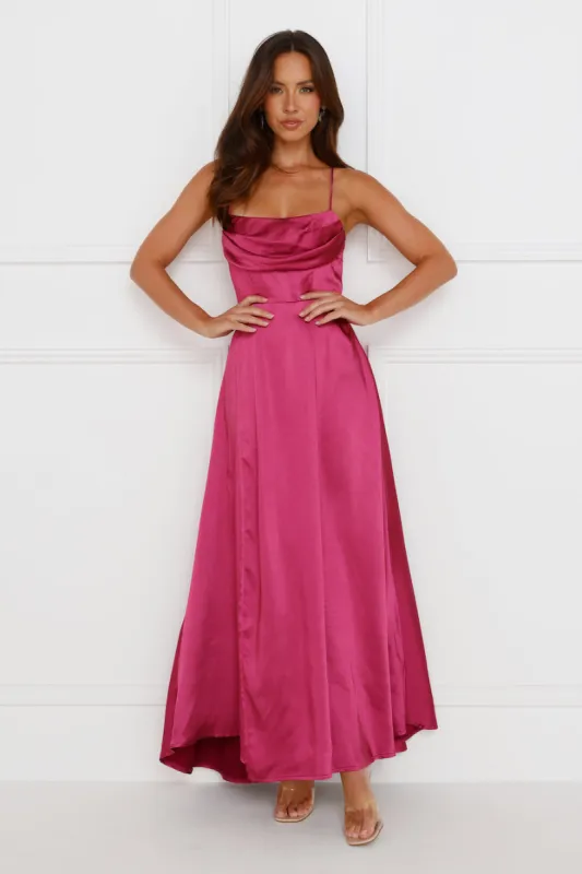Matilda Satin Maxi Dress Purple sold by Hello Molly